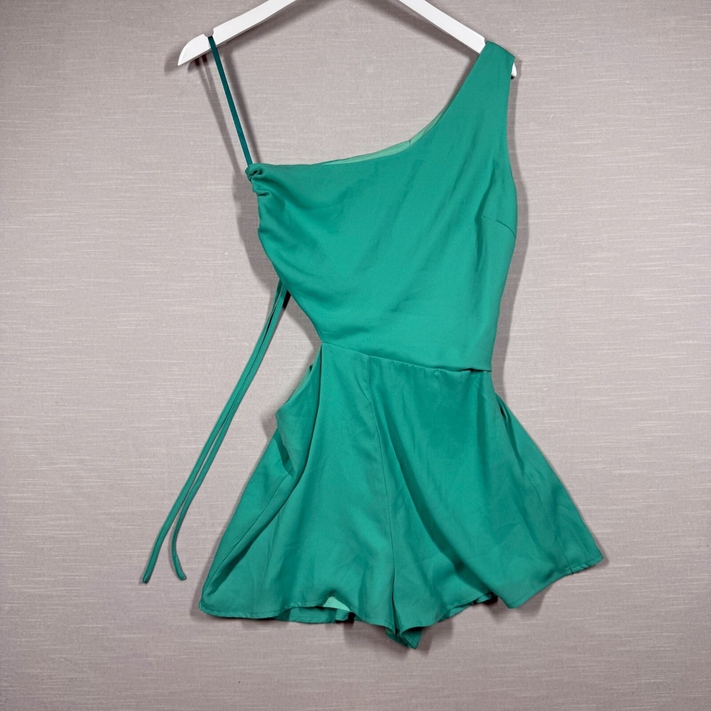 Superdown Romper Womens Small Blue One Shoulder Aimey Turquoise Party Festival